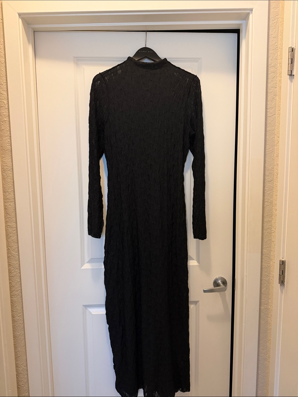 Camila Coelho Black Long-Sleeve Lace Maxi Dress